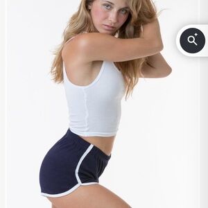 LOS ANGELES APPAREL interlock running shorts in navy/white